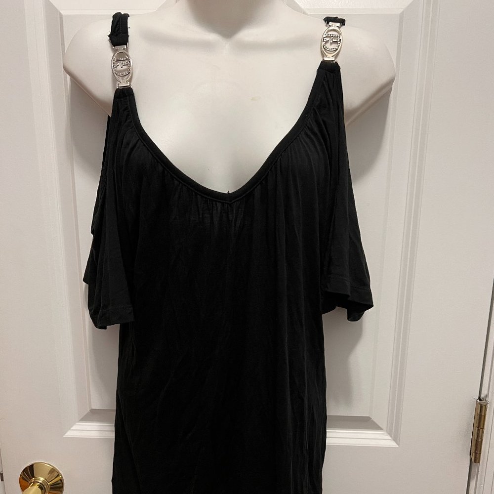 Guess large black cold shoulder top